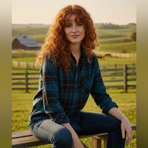 TNA Turquoise Flannel Long Sleeve Cotton Shirt Size XS